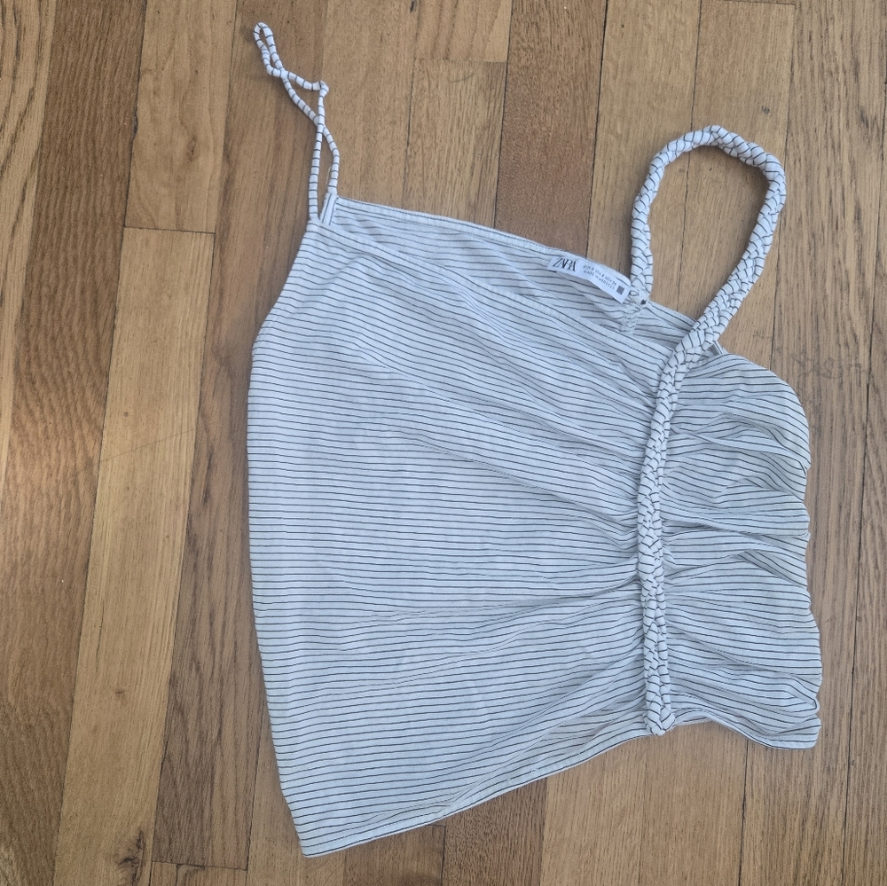 Zara Black and White Striped Top